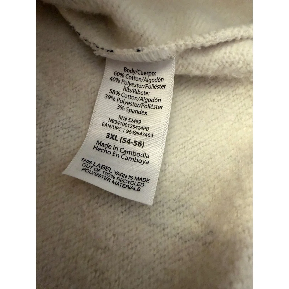 No Boundaries Mens 3XL Oversized Hoodie Doodle Print Mushroom Flamingo Cream